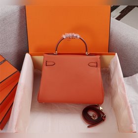 Hermès {оранжевая золотая застежка} Сумка Kelly Три размера： 25 