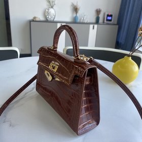 Hermès 【 mini Kelly второго поколения】Двухцветная кожа с текстуро