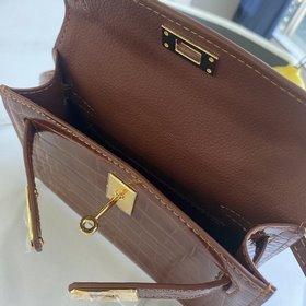 Hermès 【 mini Kelly второго поколения】Двухцветная кожа с текстуро