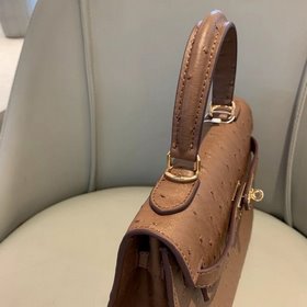 Hermès Kelly с узором «страусиная кожа» ~ темно-коричневый Разме