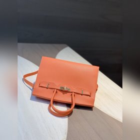 Hermès &nbsp; Оранжевый Birkin 25 см с внешними швами Визуаль
