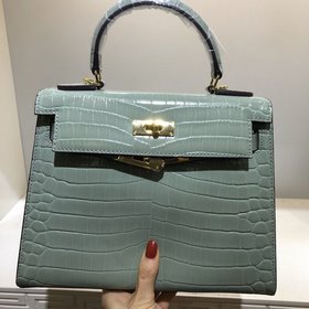 Hermès Сумка с крокодиловым узором и золотой застежкой из кожи бы