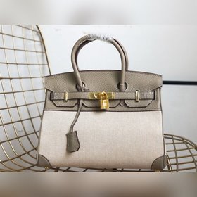 Hermès Платформа из платинового канваса с кожаными деталями Кожа