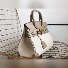 Hermès Платформа из платинового канваса с кожаными деталями Кожа