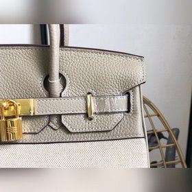 Hermès Платформа из платинового канваса с кожаными деталями Кожа