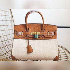 Hermès Платформа из платинового канваса с кожаными деталями Кожа