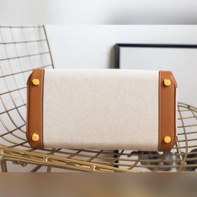 Hermès Платформа из платинового канваса с кожаными деталями Кожа
