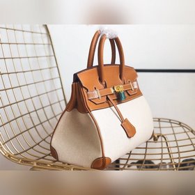 Hermès Платформа из платинового канваса с кожаными деталями Кожа