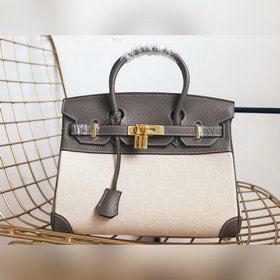 Hermès Платформа из платинового канваса с кожаными деталями Кожа