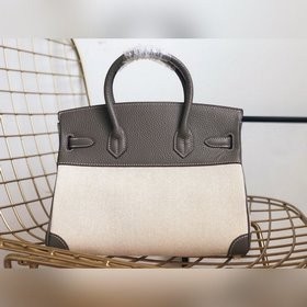 Hermès Платформа из платинового канваса с кожаными деталями Кожа