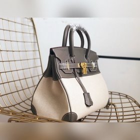 Hermès Платформа из платинового канваса с кожаными деталями Кожа