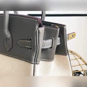 Hermès Платформа из платинового канваса с кожаными деталями Кожа