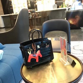 Hermès Платиновый крокодил ~ черный Артикул： 0209618800 (25 см) А