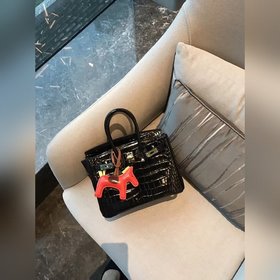 Hermès Платиновый крокодил ~ черный Артикул： 0209618800 (25 см) А