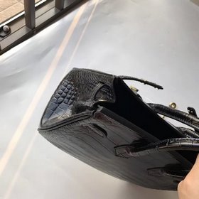 Hermès Платиновый крокодил ~ черный Артикул： 0209618800 (25 см) А