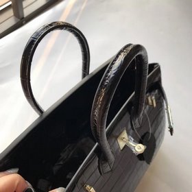 Hermès Платиновый крокодил ~ черный Артикул： 0209618800 (25 см) А