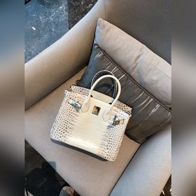 Hermès Платиновый крокодил ~ Серый Артикул： 0209618800 (25 см) Ар