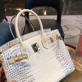 Hermès Платиновый крокодил ~ Серый Артикул： 0209618800 (25 см) Ар