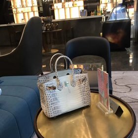 Hermès Платиновый крокодил ~ Серый Артикул： 0209618800 (25 см) Ар