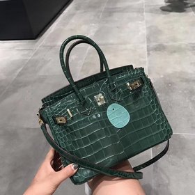 Hermès Платиновый крокодил ~ зеленый Артикул： 0209618800 (25 см)