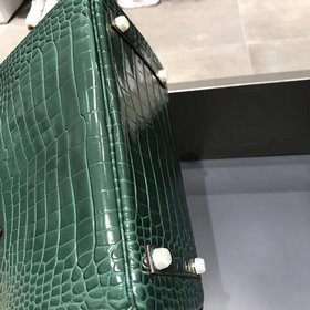 Hermès Платиновый крокодил ~ зеленый Артикул： 0209618800 (25 см)