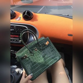 Hermès Платиновый крокодил ~ зеленый Артикул： 0209618800 (25 см)