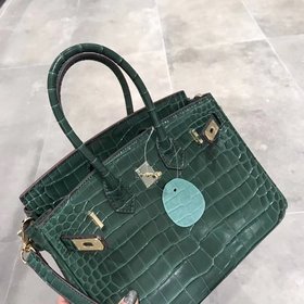 Hermès Платиновый крокодил ~ зеленый Артикул： 0209618800 (25 см)