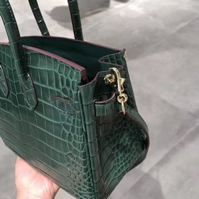 Hermès Платиновый крокодил ~ зеленый Артикул： 0209618800 (25 см)