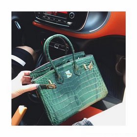 Hermès Платиновый крокодил ~ зеленый Артикул： 0209618800 (25 см)