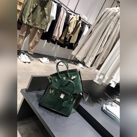 Hermès Платиновый крокодил ~ зеленый Артикул： 0209618800 (25 см)