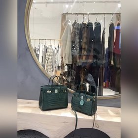 Hermès Платиновый крокодил ~ зеленый Артикул： 0209618800 (25 см)