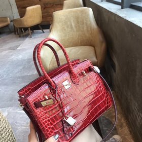 Hermès Платина с крокодиловым узором ~ бордовый Артикул： 02096188