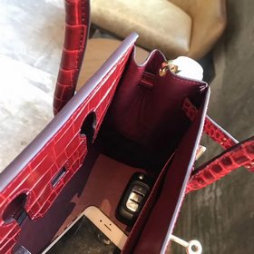 Hermès Платина с крокодиловым узором ~ бордовый Артикул： 02096188