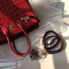 Hermès Платина с крокодиловым узором ~ бордовый Артикул： 02096188