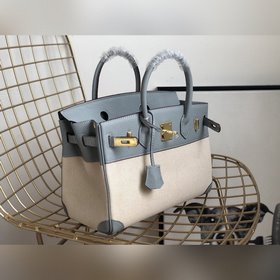 Hermès Сумка Hermès из платинового канваса с кожаными деталями 