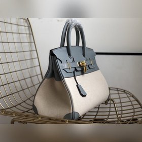 Hermès Сумка Hermès из платинового канваса с кожаными деталями 