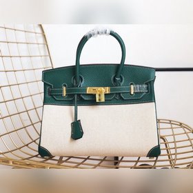 Hermès Сумка Hermes из платинового канваса с кожаной отделкой Ко