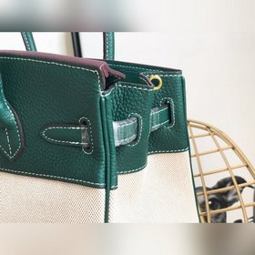 Hermès Сумка Hermes из платинового канваса с кожаной отделкой Ко