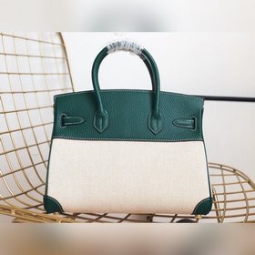 Hermès Сумка Hermes из платинового канваса с кожаной отделкой Ко