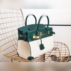 Hermès Сумка Hermes из платинового канваса с кожаной отделкой Ко