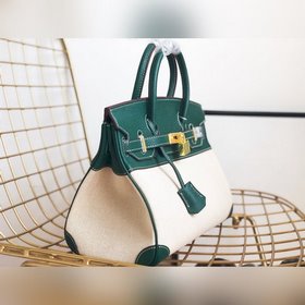 Hermès Сумка Hermes из платинового канваса с кожаной отделкой Ко