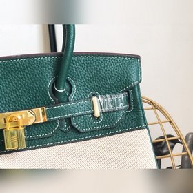 Hermès Сумка Hermes из платинового канваса с кожаной отделкой Ко