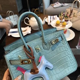 Hermès Платиновый крокодил ~ Озерный синий Артикул： 0209618800 (