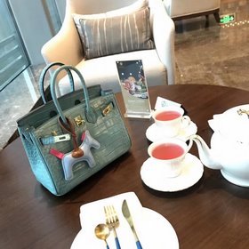 Hermès Платиновый крокодил ~ Озерный синий Артикул： 0209618800 (