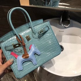 Hermès Платиновый крокодил ~ Озерный синий Артикул： 0209618800 (