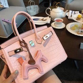 Hermès Платиновый крокодил ~ Розовый Артикул： 0209618800 (25 см)