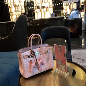 Hermès Платиновый крокодил ~ Розовый Артикул： 0209618800 (25 см)