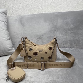 Prada Трехфункциональная сумка с вышивкой и блестками Новая моде