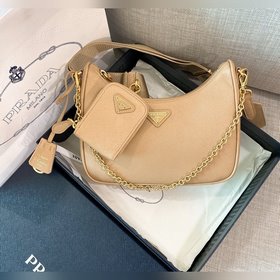 Prada Самая популярная сумка Hobo 3 в 1 (полностью из кожи) Сумка