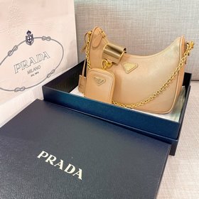 Prada Самая популярная сумка Hobo 3 в 1 (полностью из кожи) Сумка